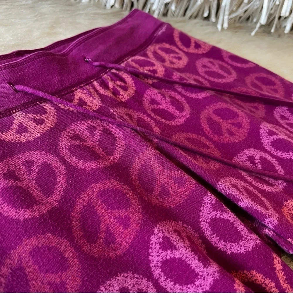 Y2K OLD NAVY Pink Purple Peace Sign Stretch Cotton Pajama Bottoms Loungewear XS